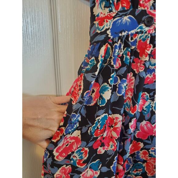 Candi Jones Vintage 80's Floral Ruffled Vibrant Short Sleeve Midi Dress Sz 9/10 - Picture 8 of 13